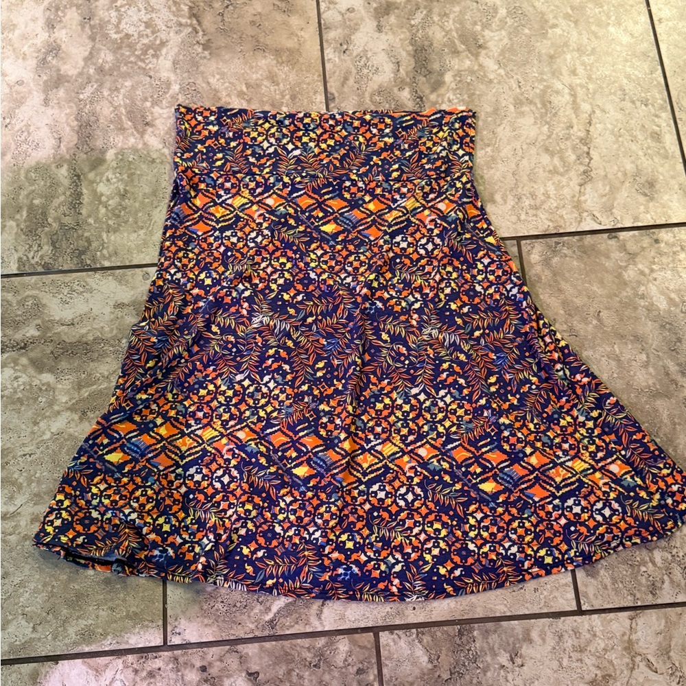 LuLaRoe Navy, Orange & Yellow Circle Skirt